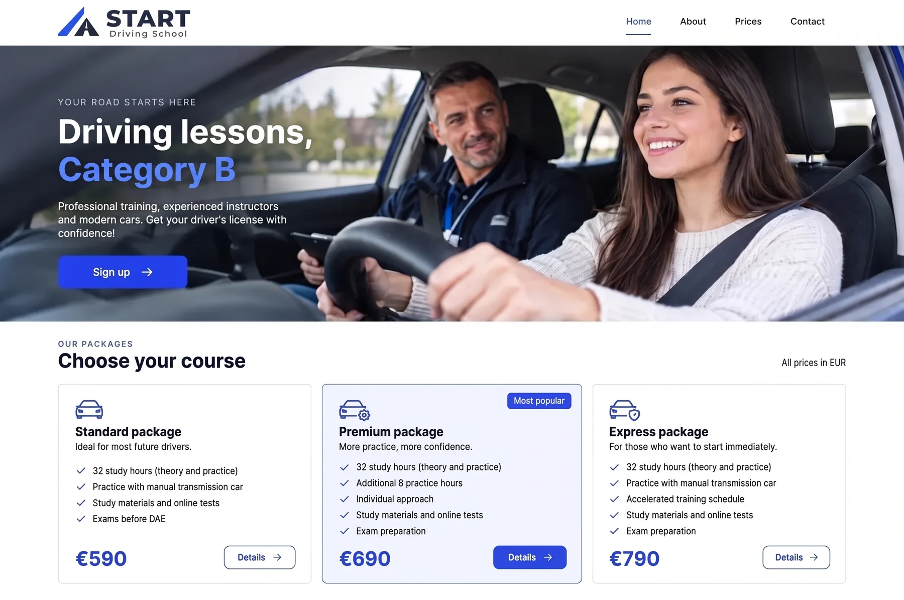 New modern driving school website