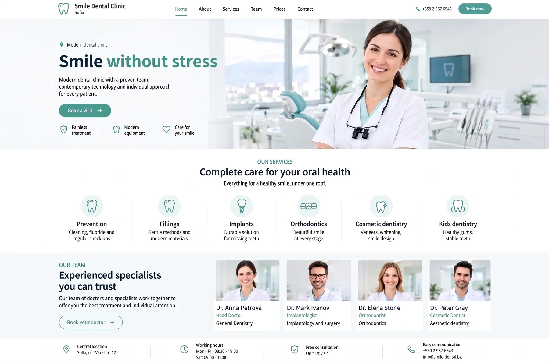 Sample website: Dental clinic