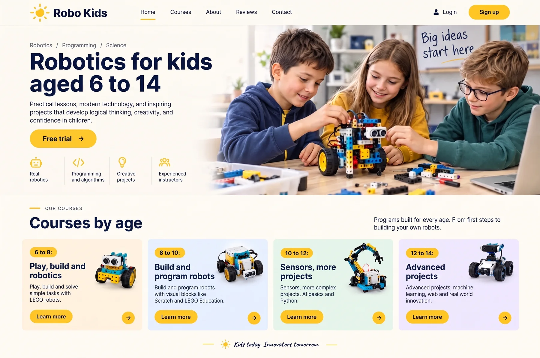 Sample website: Kids school